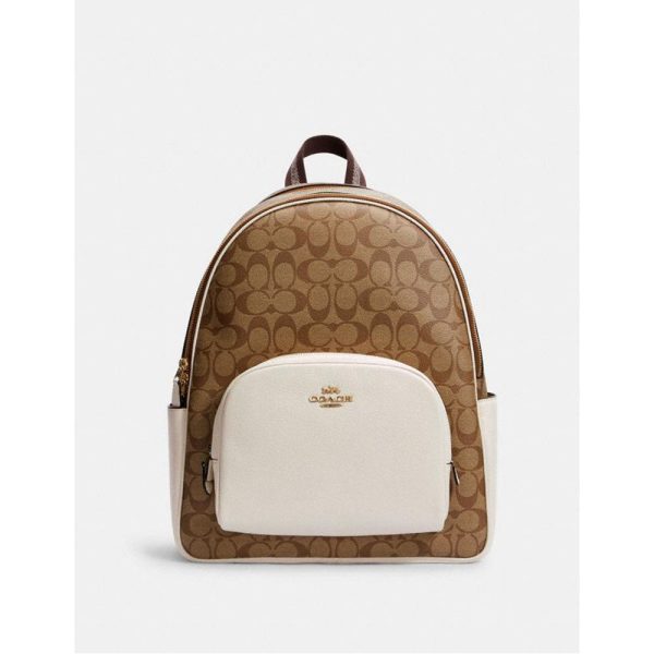 Coach- Im Khaki Chalk Large Court Backpack In Signature Canvas Online