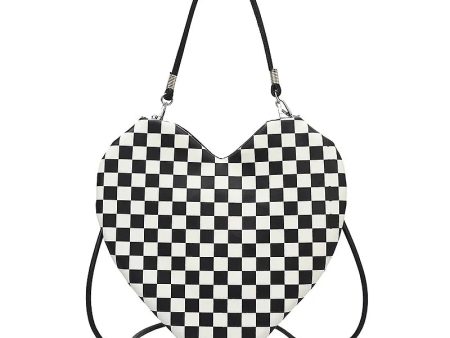 Trendy Heart Shaped Chessboard Crossbody Shoulder HandBag For Discount