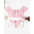 Zaful- Chiffon Frilled Tied Sheer Lingerie Set - Light Pink For Discount