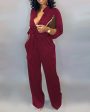 Chicme- Solid Buttoned Pocket Casual Jumpsuit (RED) Cheap