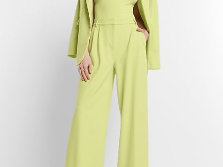 Express- Stylist Super High Waisted Pleated Wide Leg Pant - Lemon Yellow 119 Online Hot Sale