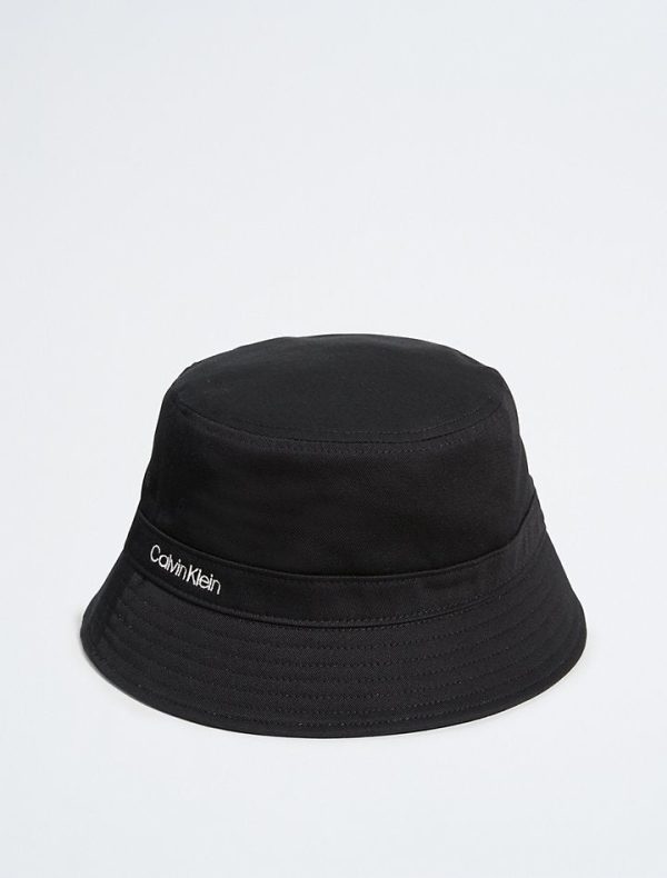 Calvin Klein- Standard Logo Cotton Twill Bucket Hat - Black Beauty Fashion