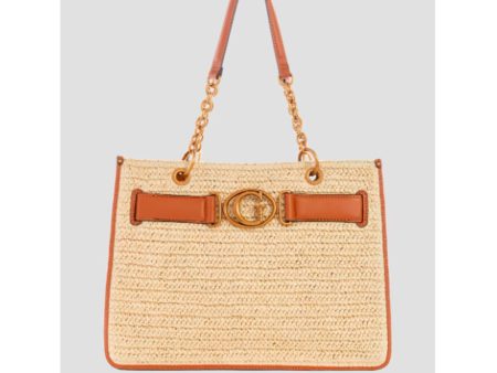 Guess- Aviana Straw Tote (New Brown) Hot on Sale