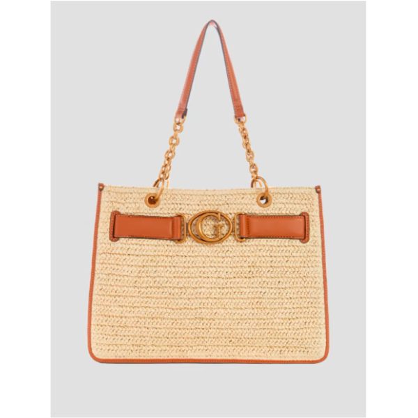 Guess- Aviana Straw Tote (New Brown) Hot on Sale