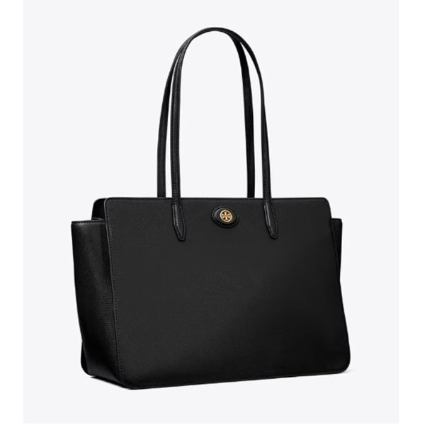 Tory Burch- Robinson Pebbled Tote (Black) For Sale