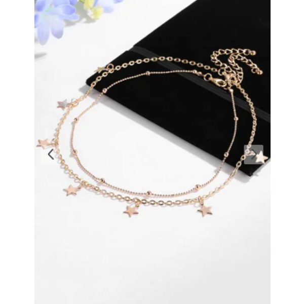 Zaful- Multilayered Star Pendant Choker Necklace - Gold Fashion