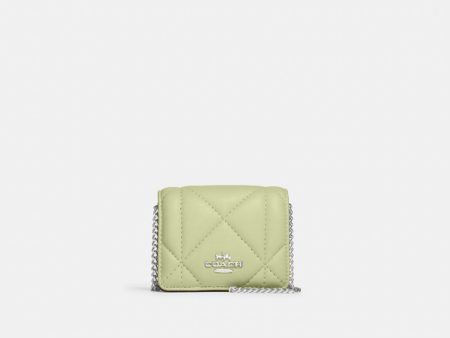 Coach- Mini Wallet On A Chain With Puffy Diamond Quilting (Silver Pale Lime) on Sale