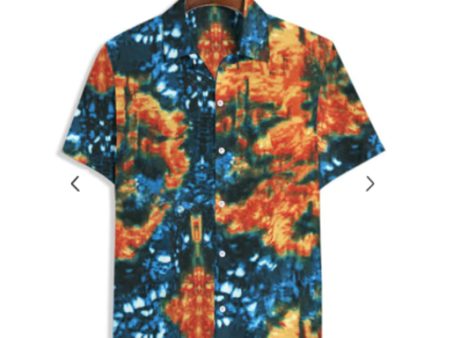 Zaful- Tie Dye Print Button Up Shirt - Multi-a For Discount