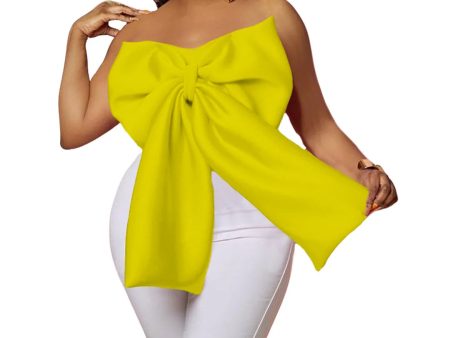 Bow Wrap Chest Strapless Blouse For Discount